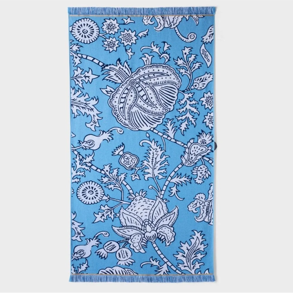 Floral Vines Oversized Beach Towel Blue - Roller Rabbit X Target NWT